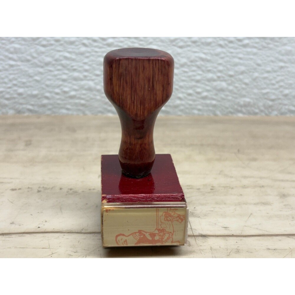Vtg 1992 Wooden Rubber Stamp Handle Carousel Horse